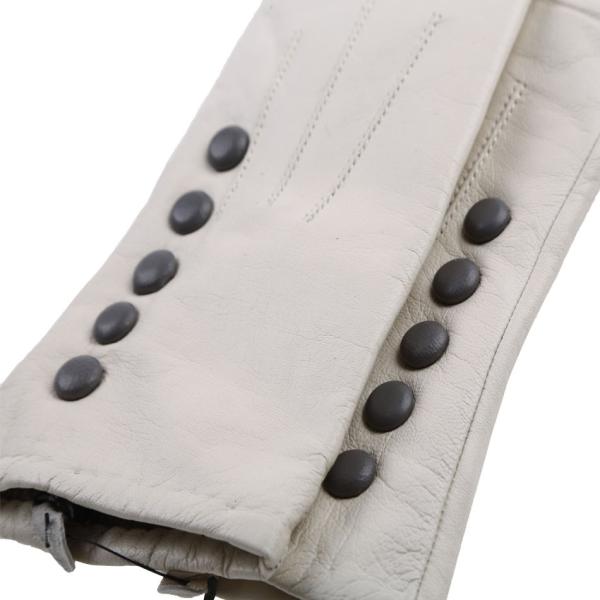 Fashion Wool Lined Leather Gloves with 5 Button Comparison Beige Color for Women