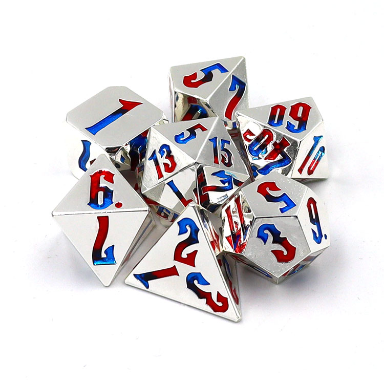 Customizable Zinc Alloy Electroplating Dice Set for DND Games with Polyhedral Design