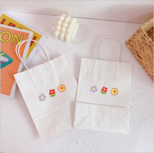 Sacos de papel recicláveis da impressão feita sob encomenda com teste padrão de flor dos punhos