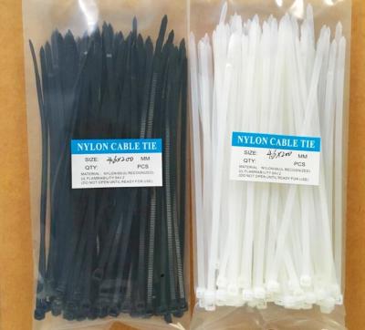 Self Locking PA66 Nylon Tie Wraps White / Black Heat Resisting