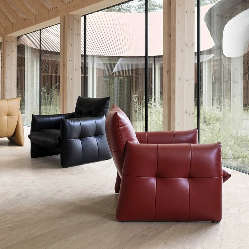 Luxury Modern Single PU Leather Lounge Accent Chair-Durable Eco-Friendly for Bedroom Apartment Living Room Office Use