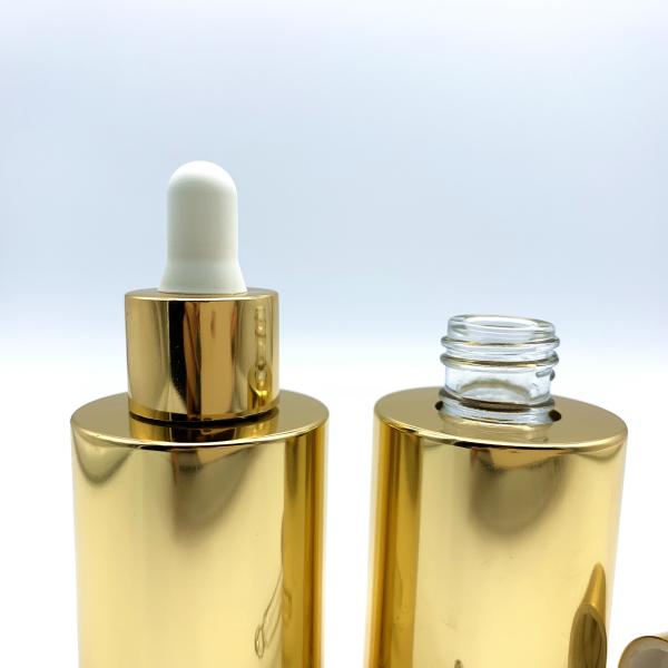 Eco Friendly Skincare Packaging 2oz Dropper Oil Bottle Gold Essential Oil Bottle