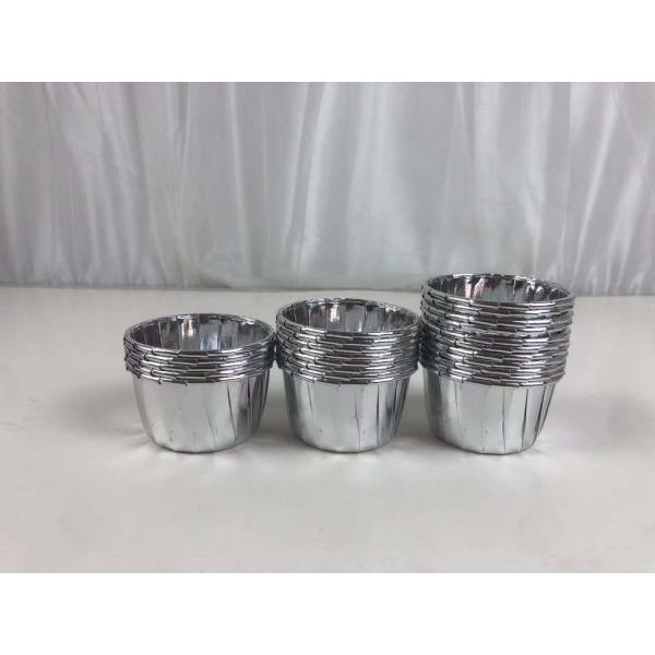 Silver Aluminum Metallic Foil Cupcake Paper Cups For Wedding
