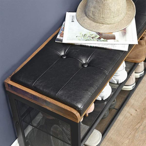 Padded Shoe Bench, Shoe Rack with Cushion, Industrial Shoe Bench, Storage Shoe Rack, ULBS75X