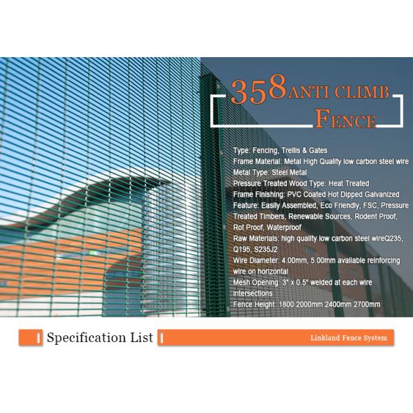 Anti climb anti cutting Hot-Dipped Galvanized Powder Coating Prison 358 High Security Fence