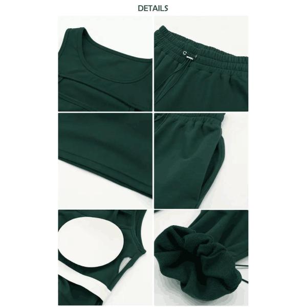 Autumn Winter Stylish Gym Fitness Set Outdoor Jogger Trousers Workout Yoga Crop Top Two Piece Activewear Set