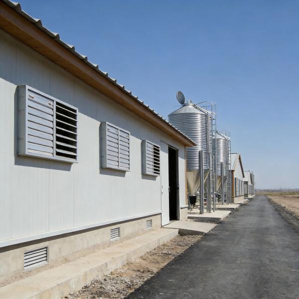 Install a durable steel-structured chicken house equipped with a ventilation and insulation system