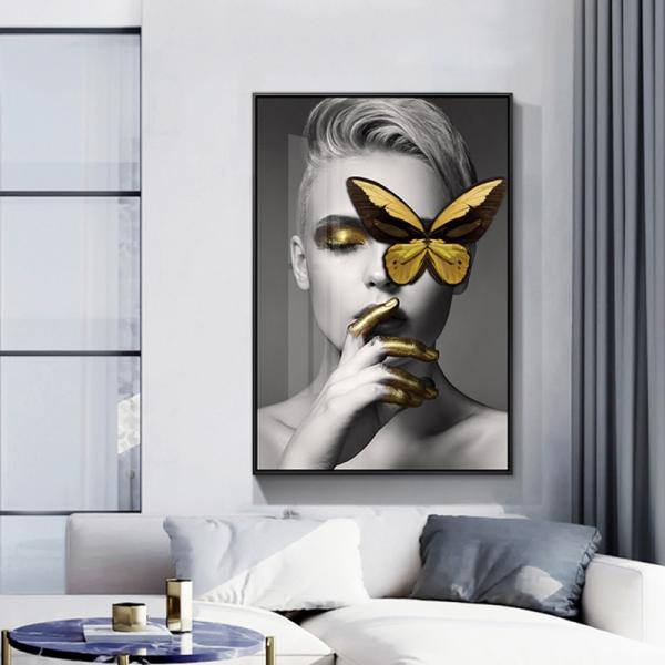 Abstract Figure Wall Art Wowen Girl Crystal Porcelain Painting Living Room Decor Custom Size