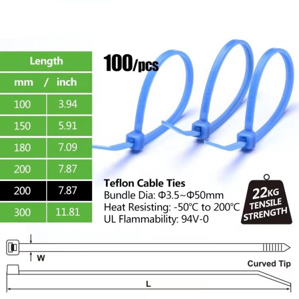 4.8*200MM Plastic Pull Ties Blue 200mm Length Reusable Plastic Cable Ties