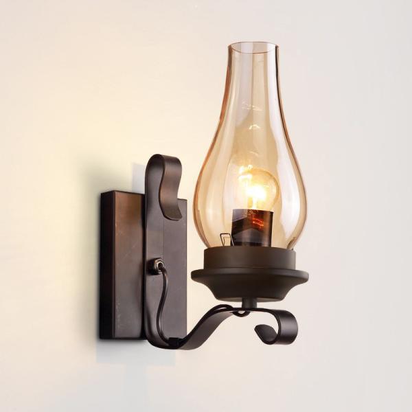 Retro industrial light iron wall lamp creative restaurant corridor bedroom bedside glass wall light (WH-VR-40)