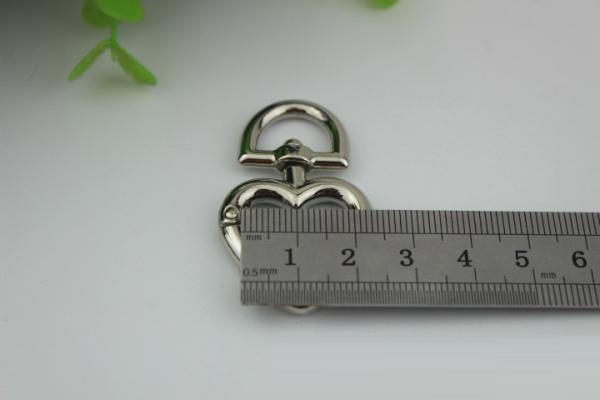 High quality nickel 3/4 inch heart shape open spring metal o ring clips for purse/handbag