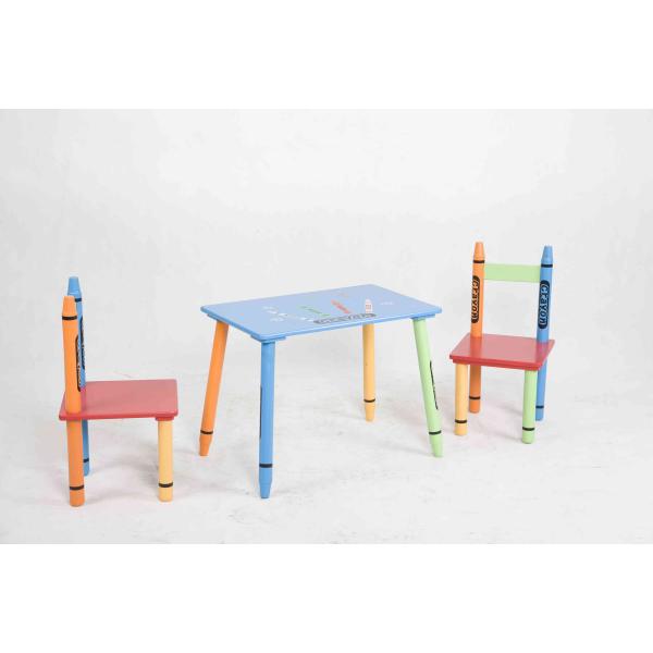 Childrens Wooden Crayon Themed Table And Chair Set , Easy to Assemble