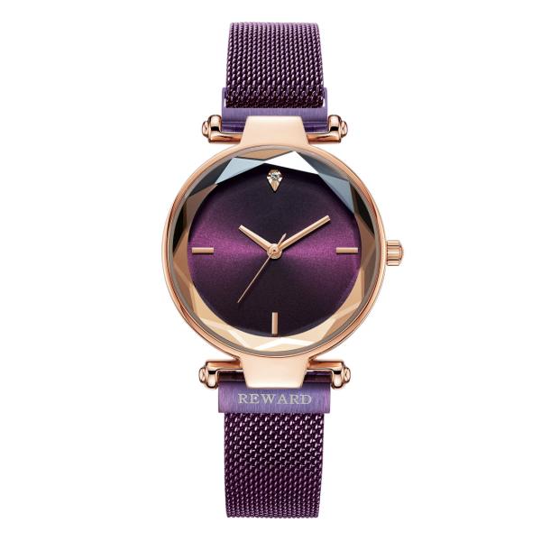 Processo de lapidação de pedras preciosas lente de vidro 32 mm relógio de quartzo feminino luxo moderno