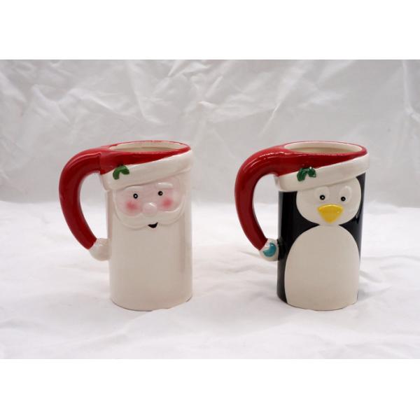 Dolomite Penguin Design 3D Ceramic Mug Hand Painted For Christmas / Winter