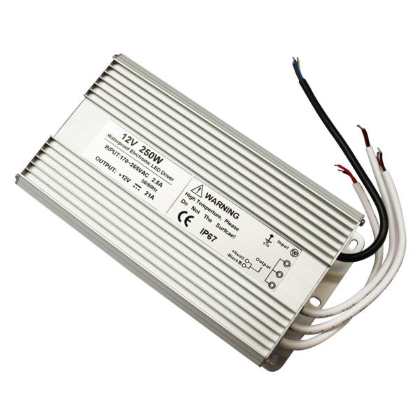 Durable 120V 220V Waterproof LED Power Supply IP67 Aluminum Plastic Material