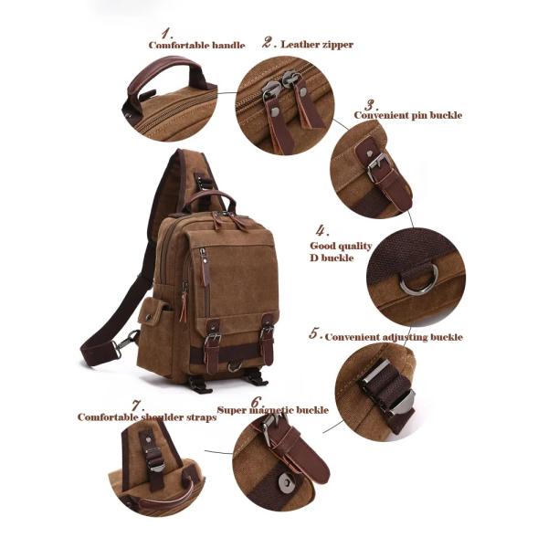 Сумка посыльного холста ноутбука 16OZ плечевого ремня кожаного тела людей взаимного одиночная стильная