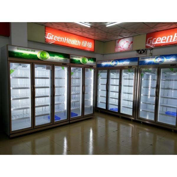 Система охлаждения вентилятора 3 двери Вертикальная стеклянная дверь морозильник с компрессором Wanbao