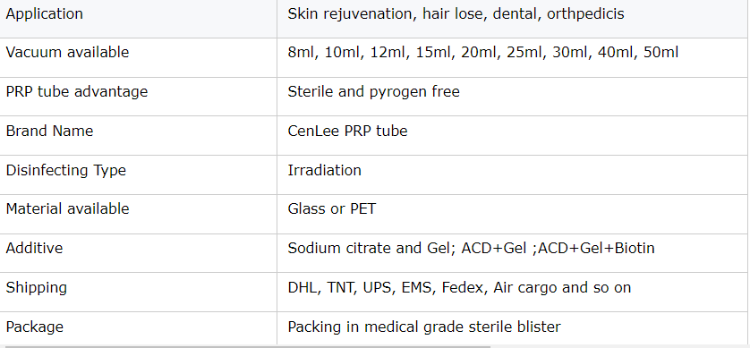 Rich Plasma Separation Tube With ACD Gel Boitin for Hair /OZM Vacuum Blood Collection Tube