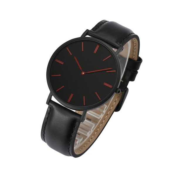 Black Mens Stainless Steel Watches Quartz Movement Stainless Steel Swiss Watch