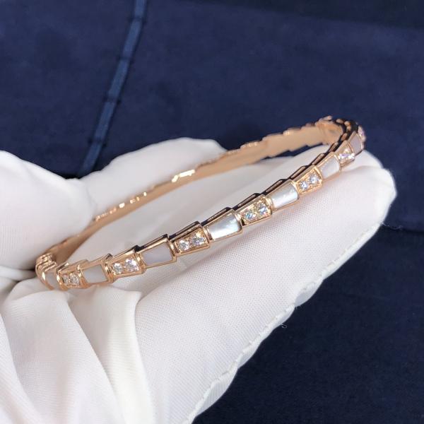 Elegant i 18k Gold Serpenti Viper Bracelet  White MOP Natural Diamonds Real Gold Real Diamonds