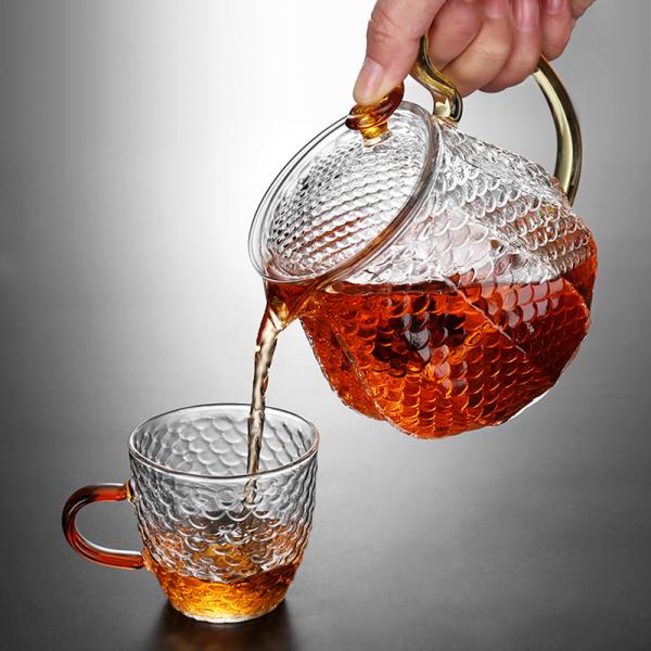 Heat Resistant Clear Glass Teapot Stovetop Safe Curved Sprouts Glass Tea Maker