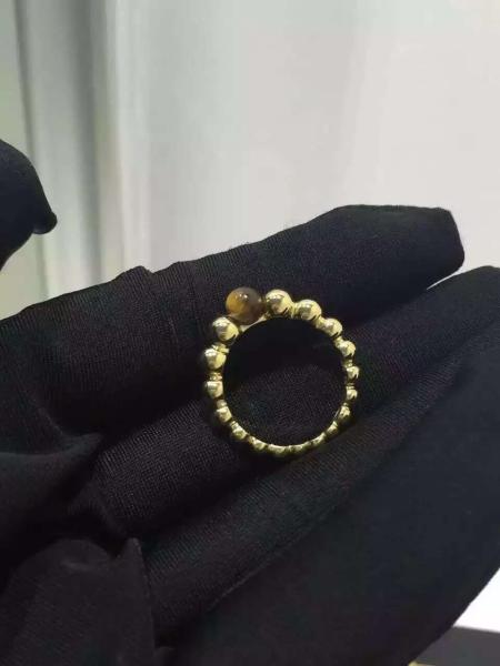Real Gold Ring Van Cleef & Arpels Perlée Variation Ring with Tiger's Eye Stone