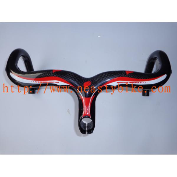 NEASTY High Quality Full Carbon Black+Red Road Bike/Bicycle Handlebar with integrated Stem