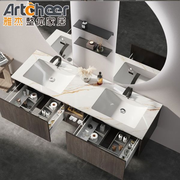 Modern Contemporary Bathroom Vanity Cabinet with LED Light and Plywood Construction