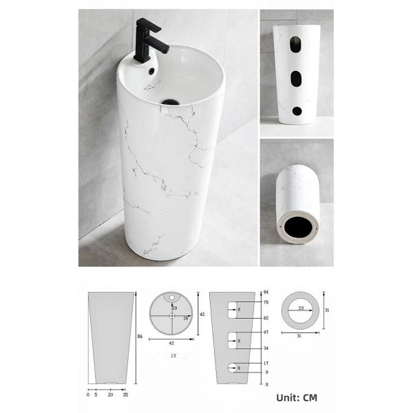 Natural Marble Pedestal Sink Modern Freestanding Pedestal Basin No Stain