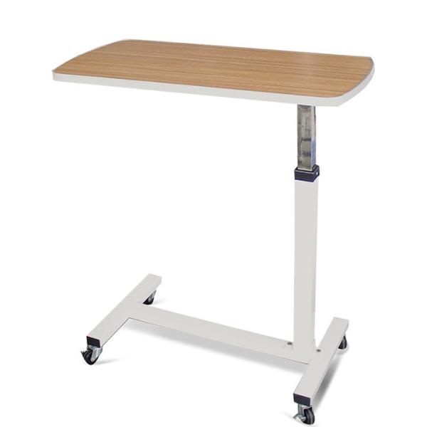 Durable Movable Wooden Hospital Furniture Adjustable Medical OverBed Table with Casters