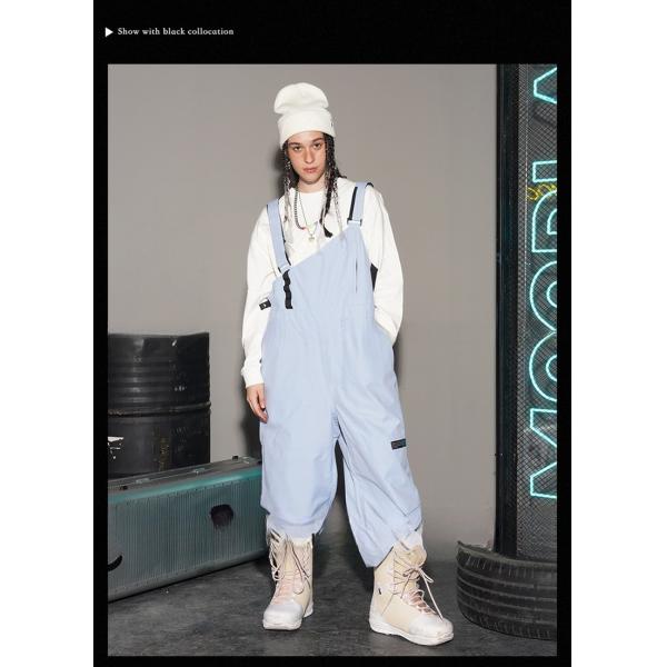 Full Pressure Glue Oblique Collar Solid Color Heated Suspender Pants for Winter Skiing