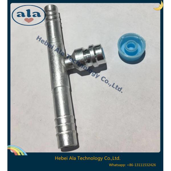 Auto A/C Hose Clamp Straight Connector With R134a Refrigerant Valve/Through Pipe Aluminium Fittings with R134a Valve