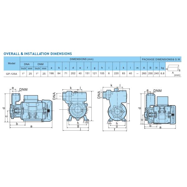 Автоматическая собственная личность сосать электрический насос переноса воды для условия ГП-125А воздуха