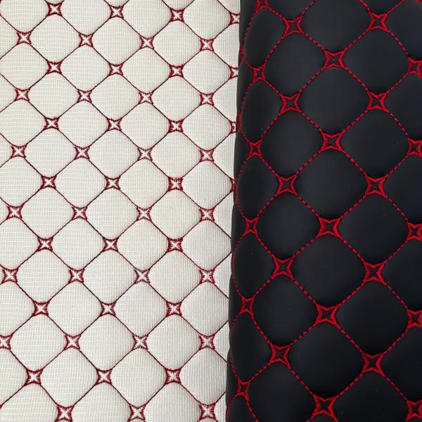 Quilted Embroidery PVC Leather For Car Seat Cover And Furniture
