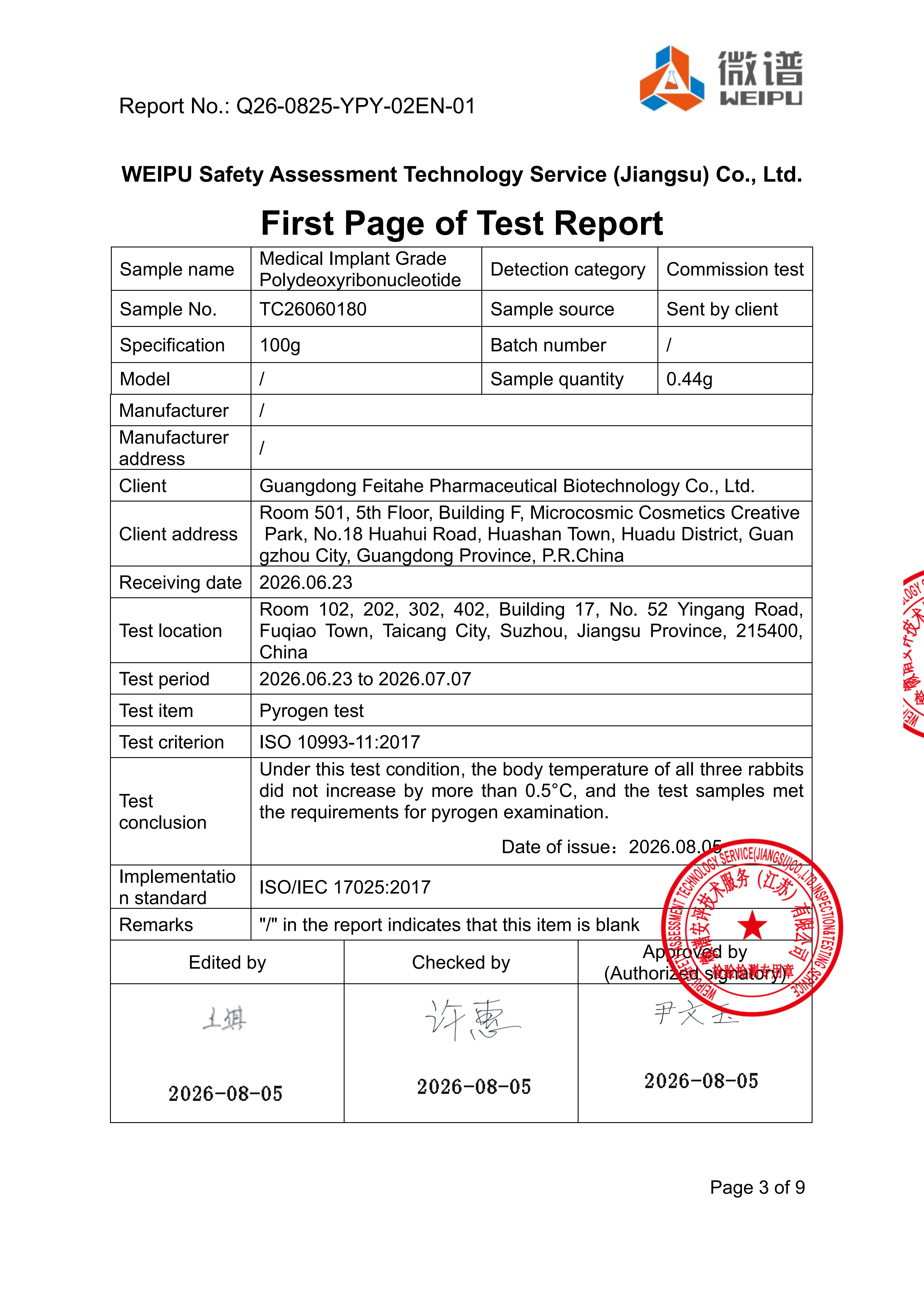 Guangdong Fitakh Pharmaceutical Biotechnology Co., Ltd. Certifications