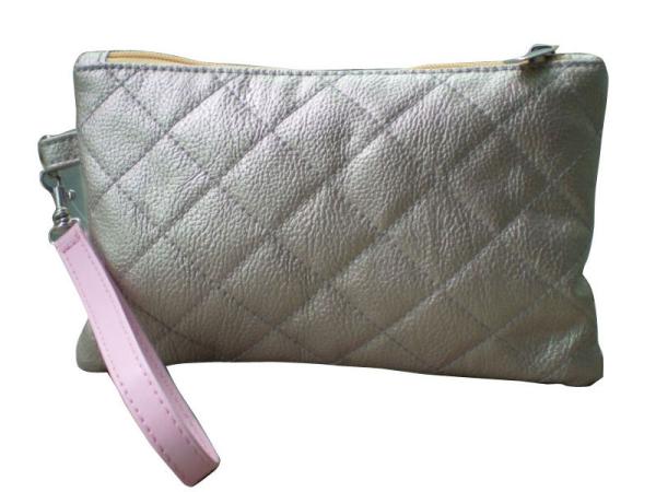 Gold Woven Veins Leatheroid Wallet Bag, Fabric Carrier Bags With Leather Loop