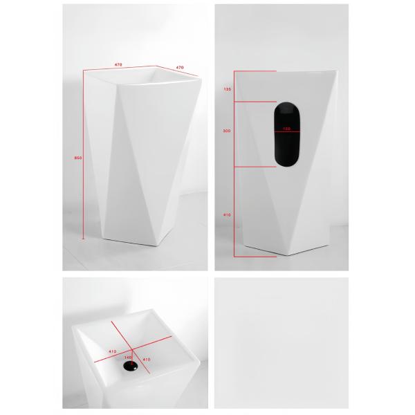 Diamond Shape Full Pedestal Bathroom Wash Hand Basin Large Pedestal Height Wash Basin