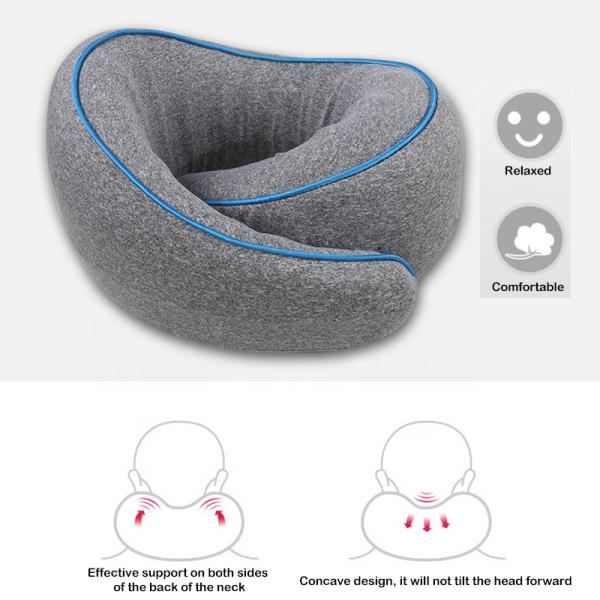 Knitted Cotton Travel Neck Pillow Memory Foam Airplane Head Support Soft Airplane Pillow