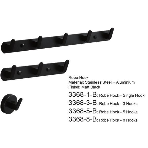 Matt Black Stainless Steel Robe Hooks Multifunctional For Coat Hat Clothes