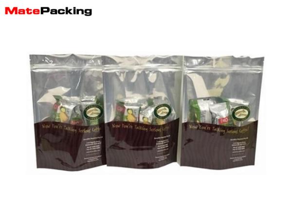 Food Grade Zipper Clear Food Pouches , Clear Plastic Stand Up Pouches For Candy