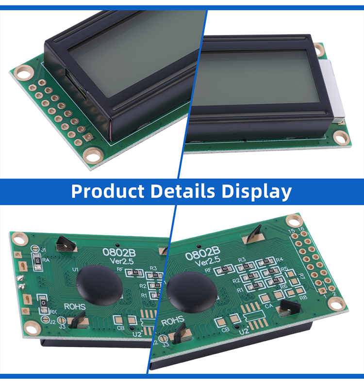 Persian Gray Film 0802B Character LCD Display Screen Ready To Ship LCM Display Module In Stock