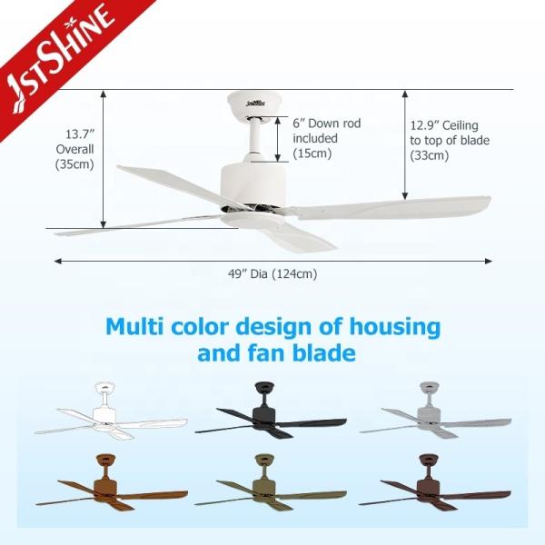 110-240V/50Hz-60Hz Ventilador de teto de ferro branco com controle remoto inteligente e 4 lâminas