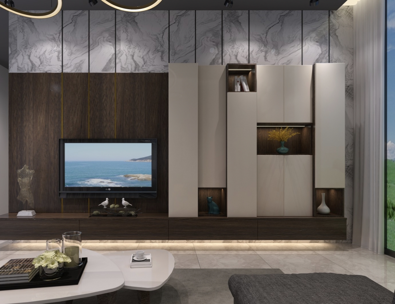 Modern Full Stainless Steel TV Cabinet Odor Resistant For Apartments