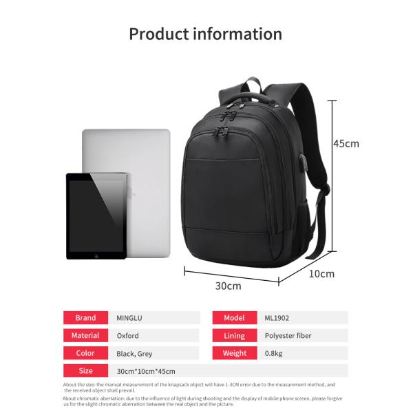 High quality products customized logo waterproof black Laptop Backpack men business Backpack