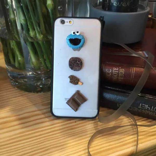 Acrylic DIY Cartoon Candy Chocolate Pasted Cell Phone Case Cover For iPhone 7 6s Plus with Lanyard