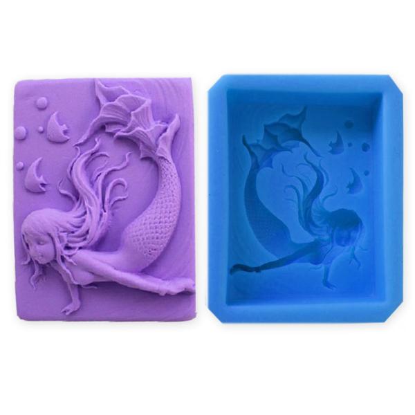 Modelo 3d Mermaid Shaped Logo Molds Silicone Fondant feito a mão de Diy dos utensílios do cozimento do silicone