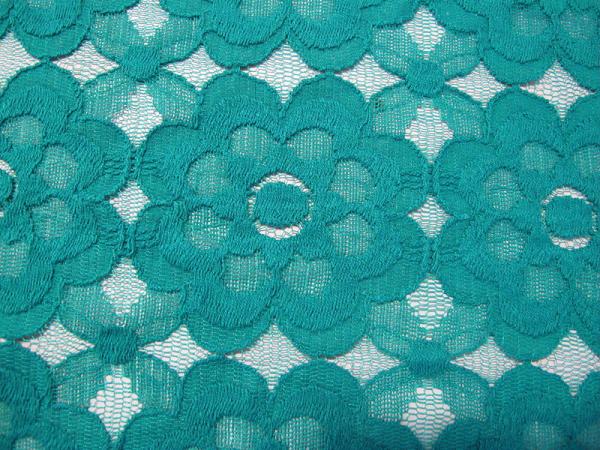 Beautiful Green Cotton Nylon Lace Fabric Mesh Eco friendly CE SGS SYD-0008