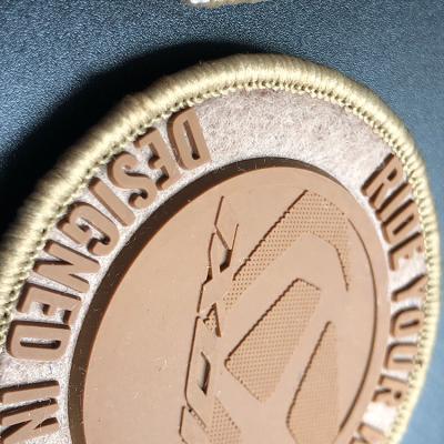 Customized Flocking Rubber Trademark Seal With Velcro Seam Silicone Badge On The Back
