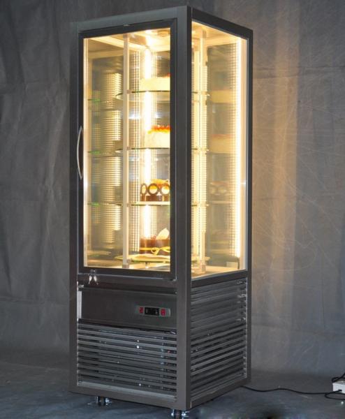 Mostra comercial do congelador de refrigerador da exposição do bolo toda em torno da porta de vidro