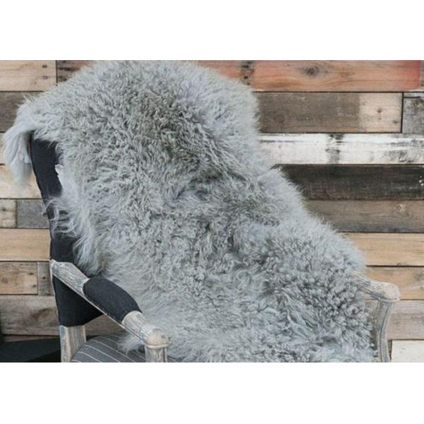 Anti Wrinkle Washable Sheepskin Floor Rug , Teal Blue Fuzzy Throw Blanket 